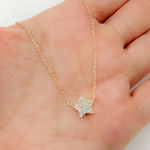 Load image into Gallery viewer, NFB71413. 14K Solid Gold Diamond Star Necklace