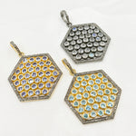 Load image into Gallery viewer, DSP011. Diamond Silver Hexagon Gemstone Pendant