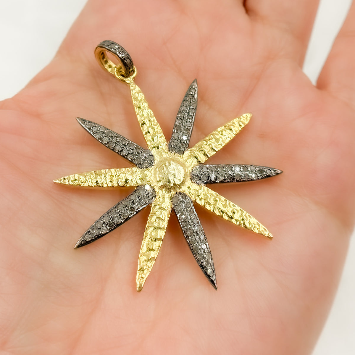DP2004. Diamond & Sterling Silver Flower Pendant