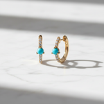 Load image into Gallery viewer, CE97354TQ3. 18K Solid Gold Diamond & Turquoise Earrings