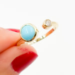 Load image into Gallery viewer, Gold Round Turquoise and Diamond Ring