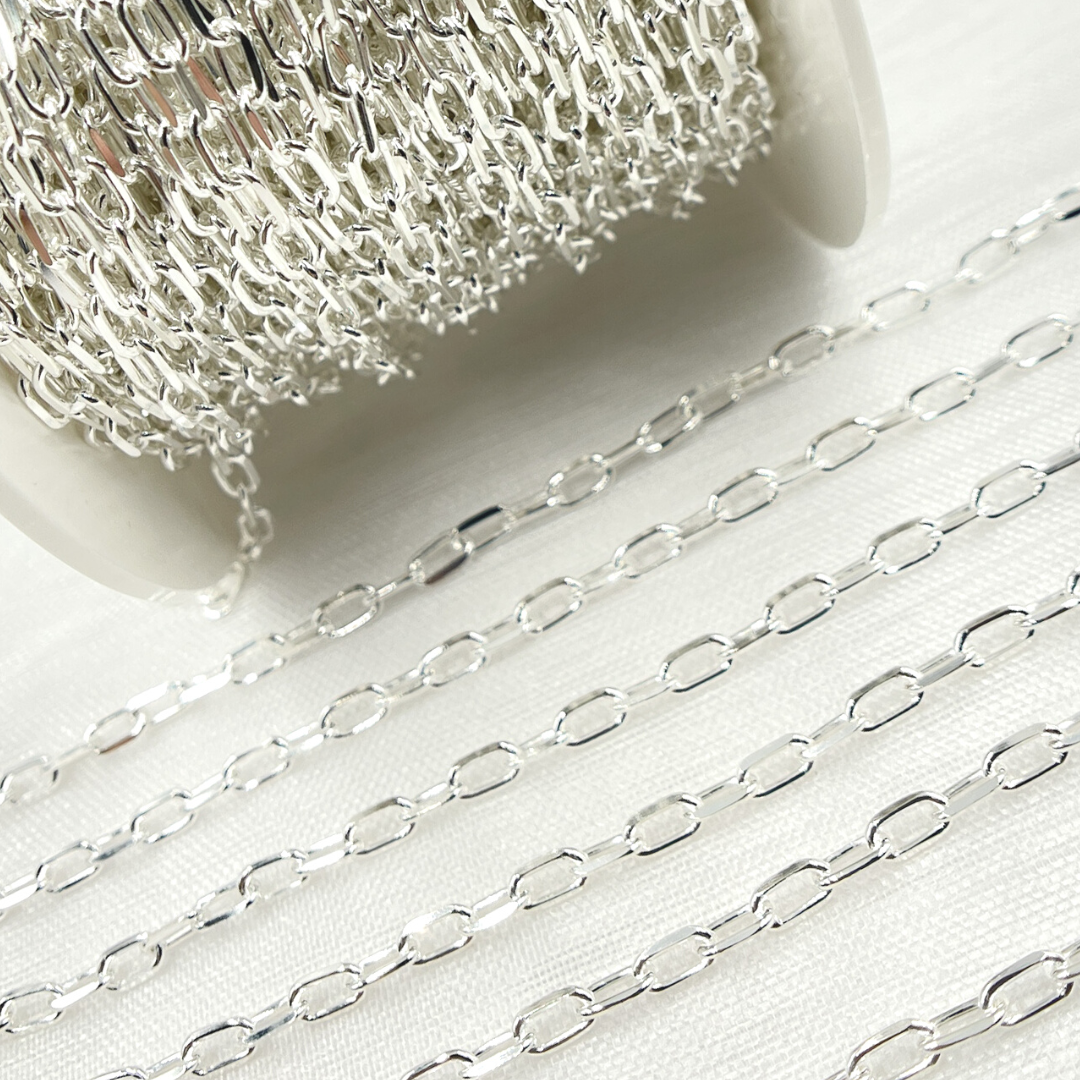 Sterling Silver Diamond Cut Paperclip Link