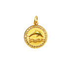 Load image into Gallery viewer, 14K Solid Gold Diamond Circle Charm with Dolphin in the Center. GDP345