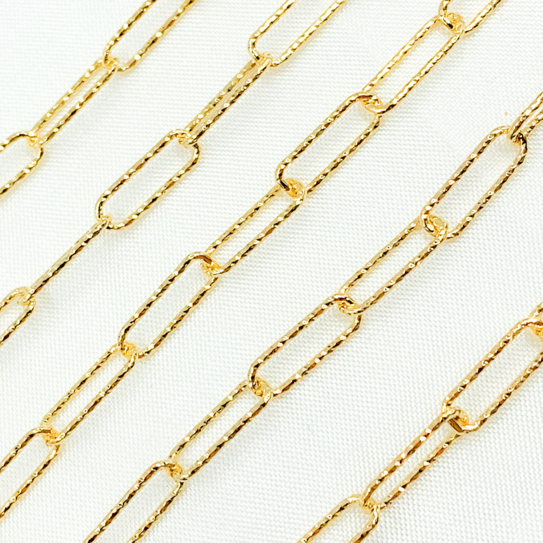 Gold Plated 925 Sterling Silver  Diamond Cut Paperclip Chain. Y80DCGP