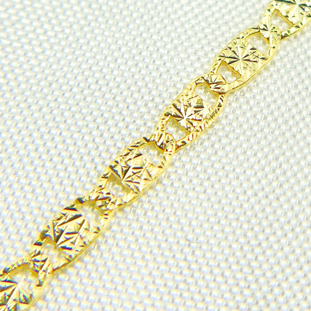 Gold Diamond Cut Marina Link Chain