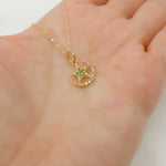 Load image into Gallery viewer, GDP403. 14k Solid Gold Diamond and Gemstone Moon and Star Charm