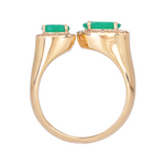 Load image into Gallery viewer, 14K Solid Gold Diamond and Emerald Three Ovals Ring