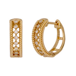 Load image into Gallery viewer, 14K Solid Gold Diamond Round Hoop