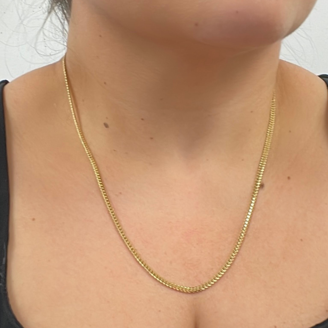 14k Solid Yellow Gold Flat Curb Chain