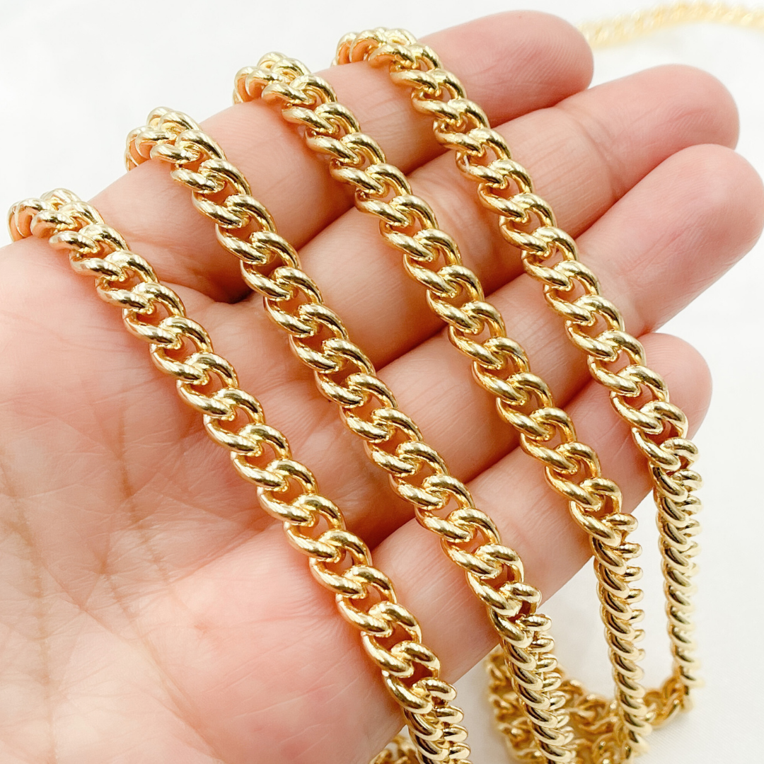 7005GP. Gold Plated 925 Sterling Silver Smooth Curb Link Chain