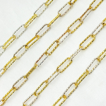 Load image into Gallery viewer, V9GS. Gold Plated and Sterling Silver Diamond Cut Paper Clip Chain