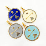Load image into Gallery viewer, Buy Now Diamond Sterling Silver Round Enamel Pendants