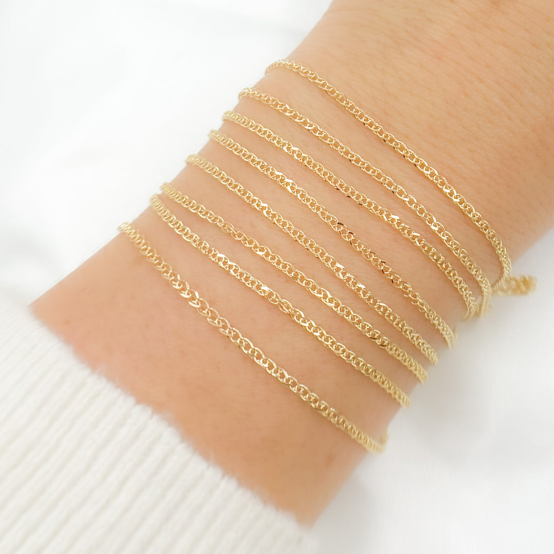 14K Solid Gold Wheat Chain by the Foot