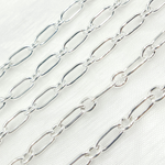 Load image into Gallery viewer, Sterling Silver Hollow Smooth Paperclip Long & Short Link Chain