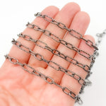 Load image into Gallery viewer, Buy Black Rhodium Sterling Silver Smooth and Diamond Cut Paperclip Chain