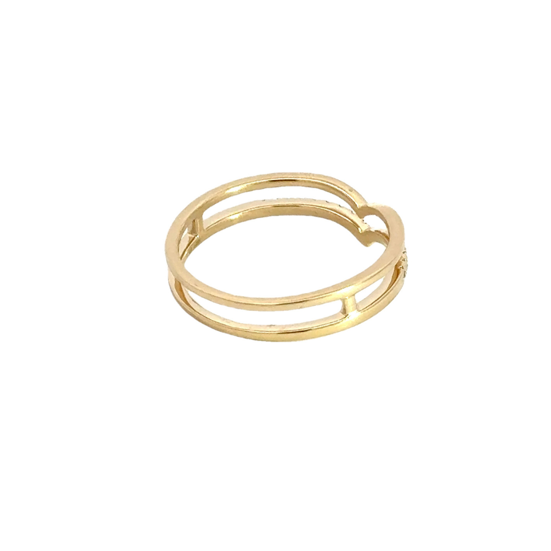 14K Solid Gold Diamond Chevron Ring.