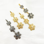 Load image into Gallery viewer, DP216. Diamond Sterling Silver 3 Flower Long Pendant with Gemstone.