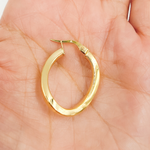 Load image into Gallery viewer, GER93. 14K Hollow Gold Flat & Twisted Hoop Earrings