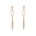 Load image into Gallery viewer, EFE53677. 14K Solid Yellow Gold Diamonds Dangle Earrings