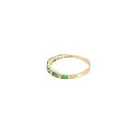 Load image into Gallery viewer, 14k Solid Gold Diamond and Emerald Half Eternity Ring.