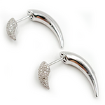 Load image into Gallery viewer, 14k Solid White Gold Diamond Double Horn Studs Earrings