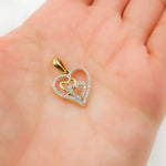 Load image into Gallery viewer, EJP1483. 14K Solid Gold Heart Charm with Diamonds and Two Small Heart in the Center