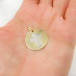Load image into Gallery viewer, GDP672. 14K Solid Gold Circle Charm with Cross in the Center