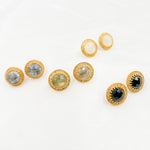 Load image into Gallery viewer, Diamond Silver Gemstone Round Studs