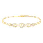 Load image into Gallery viewer, BR402445. 14k Solid Gold Diamond Paperclip Bracelet