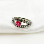 Load image into Gallery viewer, DE04. Diamond Black Rhodium Sterling Silver Gemstone Ring