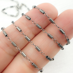 Load image into Gallery viewer, Oxidized Sterling Silver Fancy Tube Link Chains