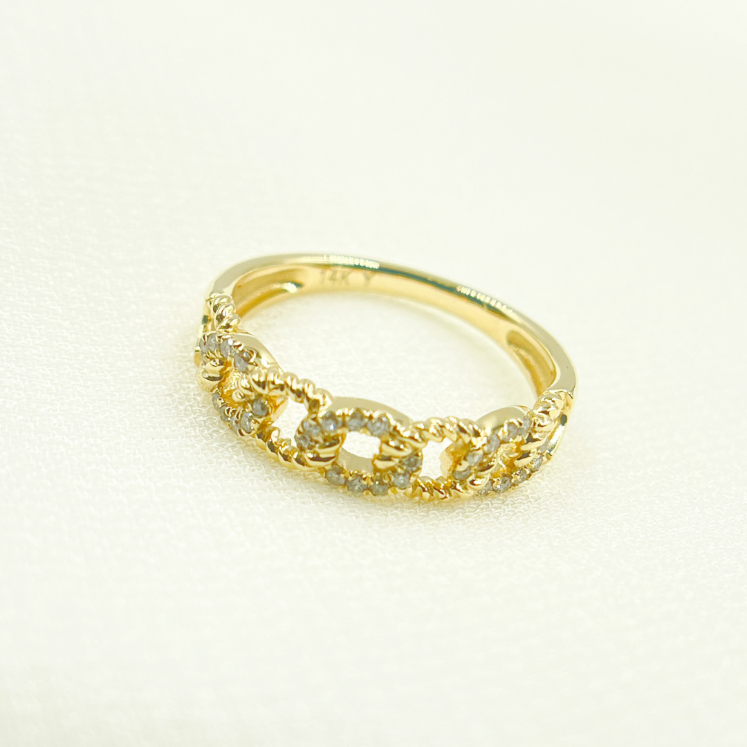 14K Solid Gold Chain Diamond Ring. RAC01182