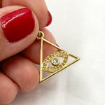 Load image into Gallery viewer, Silver Triangle Eye Pendant with Gemstone