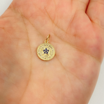 Load image into Gallery viewer, 14K Solid Gold Diamond and Gemstone Star Circle Charm. GDP366