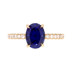 Load image into Gallery viewer, 14K Solid Gold Oval Blue Sapphire and Diamonds Fancy Ring