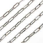 Load image into Gallery viewer, V13BR. Sterling Silver Black Rhodium Shinny Flat Paperclip Chain