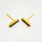 Load image into Gallery viewer, Diamond Sterling Silver Bar Studs