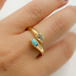 Load image into Gallery viewer, 14k Solid Gold Turquoise and Diamond Drops Ring