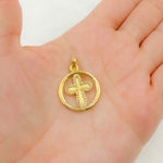 Load image into Gallery viewer, DP462. Diamond Sterling Silver Round Cross Pendant