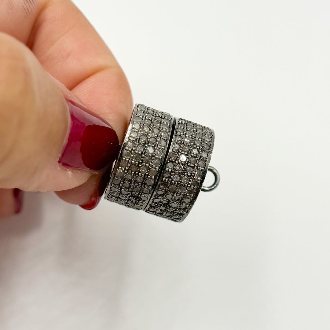 DC510. Diamond Sterling Silver Magnetic Barrel Clasp