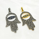 Load image into Gallery viewer, DP049. Diamond Sterling Silver Evil Eye Hamsa Pendant
