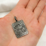 Load image into Gallery viewer, DP033. Diamond Sterling Silver Rectangle OM Symbol Pendant