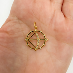 Load image into Gallery viewer, GDP90. 14K Solid Gold with Diamonds Circle Arrow and Bow Shape Charm