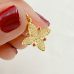Load image into Gallery viewer, DC218. Diamond Sterling Silver Flower Pendant with Gemstone