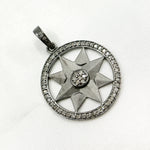 Load image into Gallery viewer, DP581. Diamond Sterling Silver Gold Plated Round Star Pendant