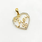 Load image into Gallery viewer, EJP1499. 14K Solid Gold Diamond Heart Charm with Flowers and MOM in the Center