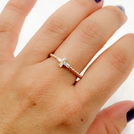 Load image into Gallery viewer, 14k Solid Yellow Gold Cross Diamond Ring.