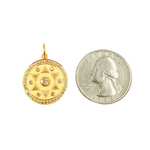 Load image into Gallery viewer, 14K Solid Gold with Diamonds Circle Charm with Star in the Center. GDP285