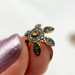 Load image into Gallery viewer, Pave Diamond &amp; 925 Sterling Silver Two Tone and Gold Plated Flower Cap Bead. DC759

