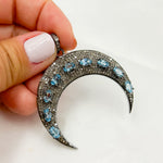Load image into Gallery viewer, DP106. Diamond Sterling Silver Moon Shape Pendant with Gemstone